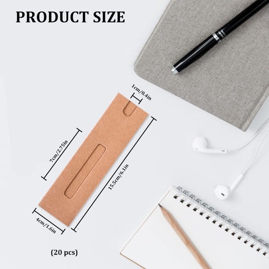 20Pcs Single Pen Sleeve Case Holder, Single Pen Pouch with Window for Display, Single Pen Protector Made of Paper, Pen Packaging Bag (Brown)