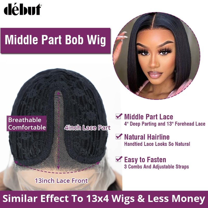Bob Wig - Lace Front Human Hair Wig 10 Inch Short Brazilian Virgin Straight | Natural Color for Black Women