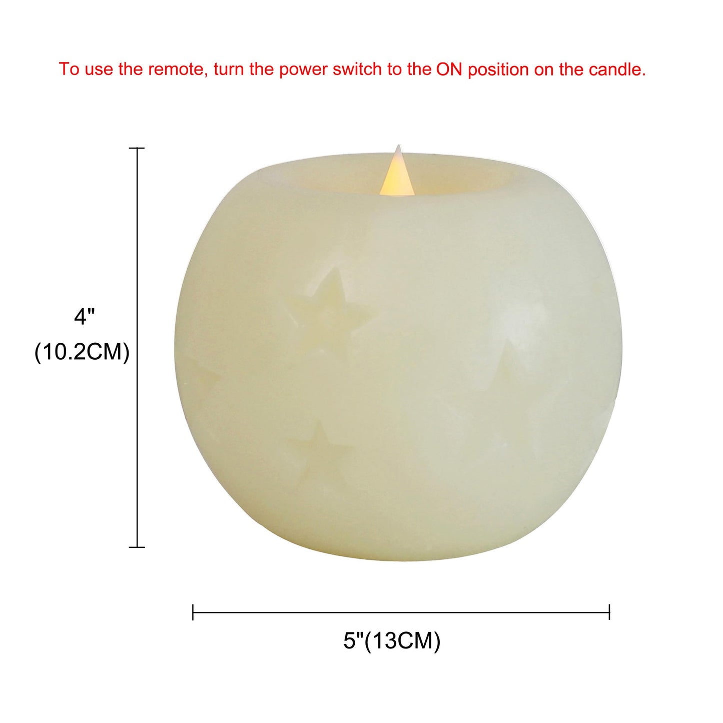 CVHOMEDECO. Moon Sphere Wax LED Dancing Flame Candle Ball Battery Operated Wax LED Flameless Candle with Timer and Remote Control (5" Dia. X 4"" H)"