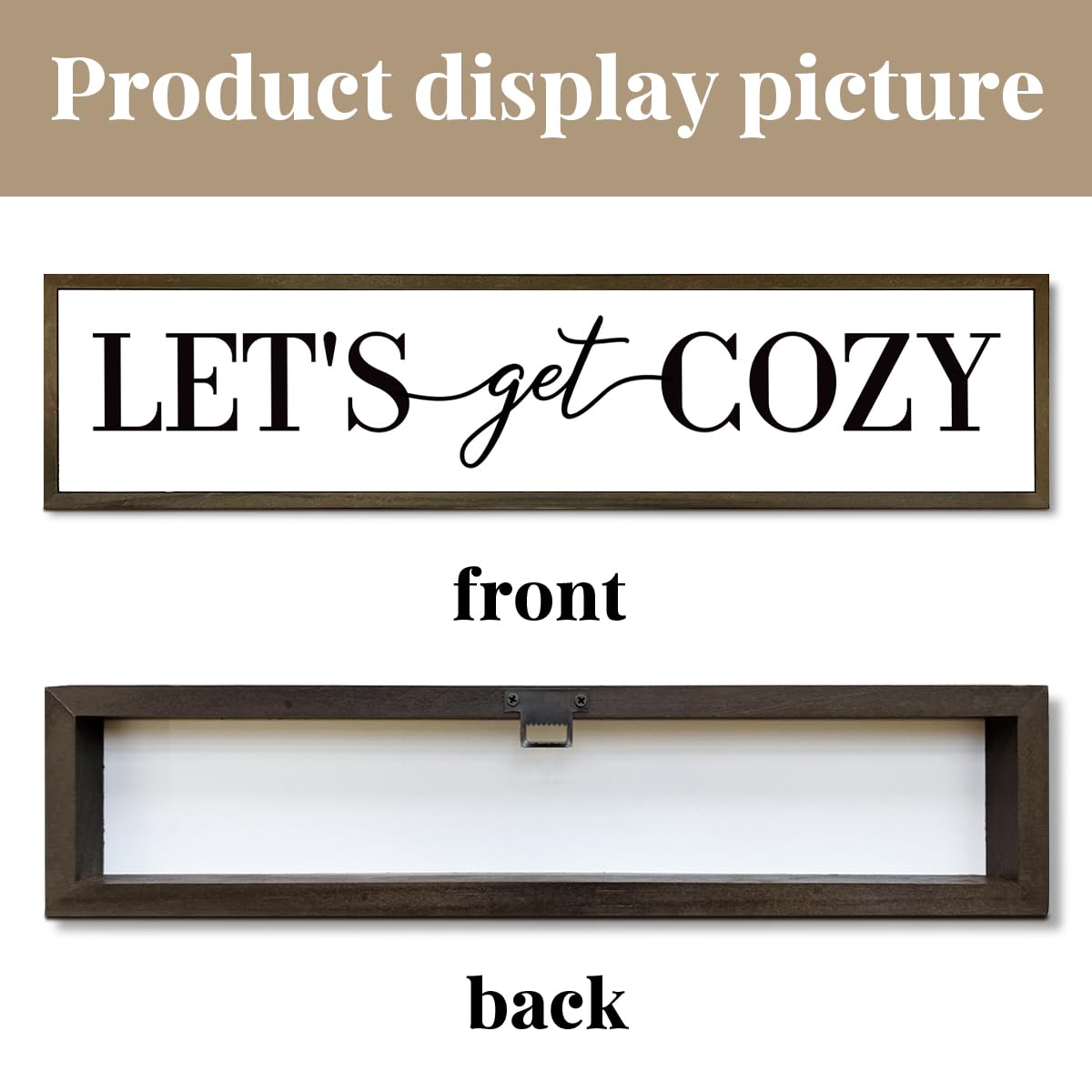 Let's Get Cozy Sign, Framed Wood Sign for Housewarming Gift, Farmhouse Country Wall Signs, Home Wall Decor Wood Framed, Wooden Box Sign Desk Décor, Tiered Tray Decor, Cozy Wall Art