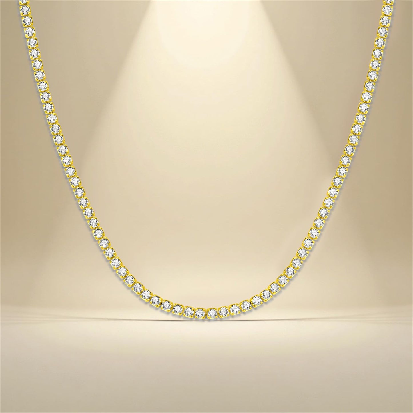 MISEFF 925 Sterling Silver Fashion Pendant Necklace for Women，Fashion Jewelry, 18K Gold Plated， Advanced Retro Series Link Chains ，Basic Multifunctional Accessories Suitable for Multiple Occasions and Daily Wear (Golden Tennis Chain)