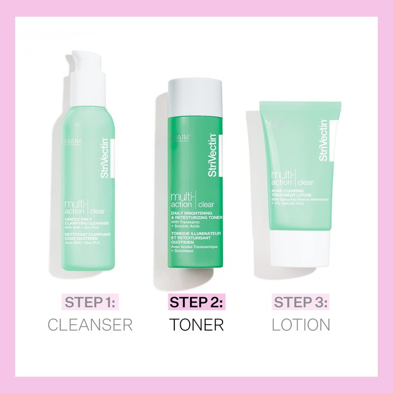 StriVectin Multi Action Clear Daily Brightening & Retexturing Toner for Acne and Blemish Prone Skin for Clearer, Smoothening and Brightening, Less Breakouts and Pimples for Healthy Looking Face