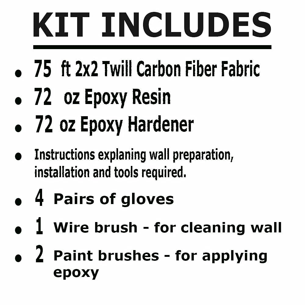 75 ft - Carbon Fiber-Basement Wall Crack Repair Kit - Carbon Fiber Foundation Wall Repair - Easy to use Includes Instructions