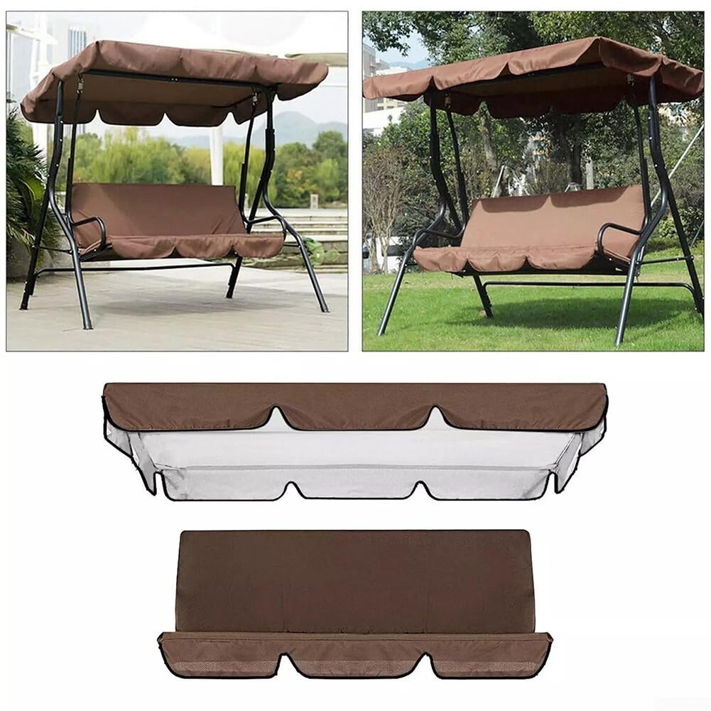 Cloudpower Outdoor Patio Swing Chair Canopy Replacement, Porch Swing Seat Canopy Cover, Waterproof Windproof Heavy Duty Rip Proof Garden Top Cover, Garden Furniture Covers(Brown 164x114x15cm)