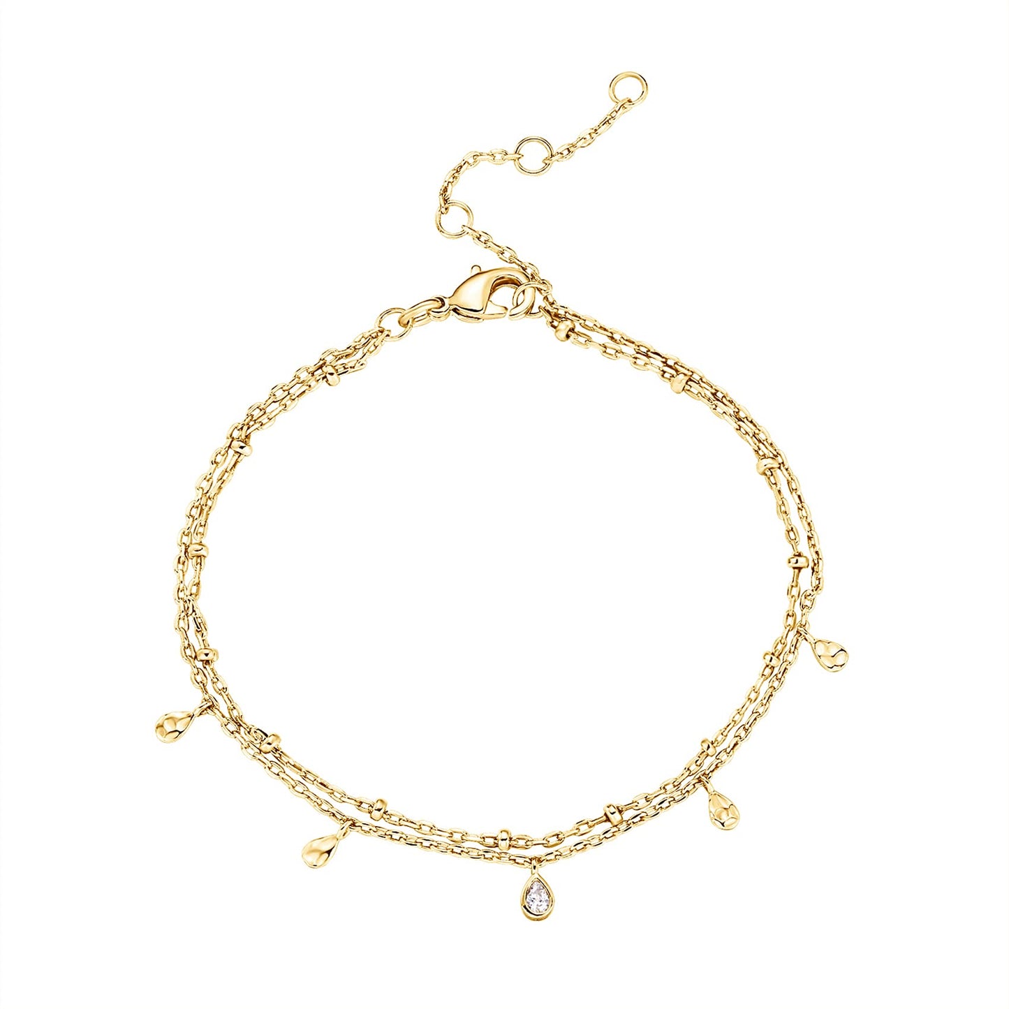 PAVOI 14K Yellow Gold Plated Layering Double Chain Bracelets for Women - Cubic Zirconia Stacking Double Wrap Chain Bracelet - Cute Best Friends Jewelry