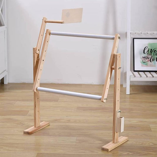 Adjustable Cross Stitch Frame Stand, 360° Rotating Wooden Embroidery Holder, Hands-Free Tool for Needlework & Craft Sewing