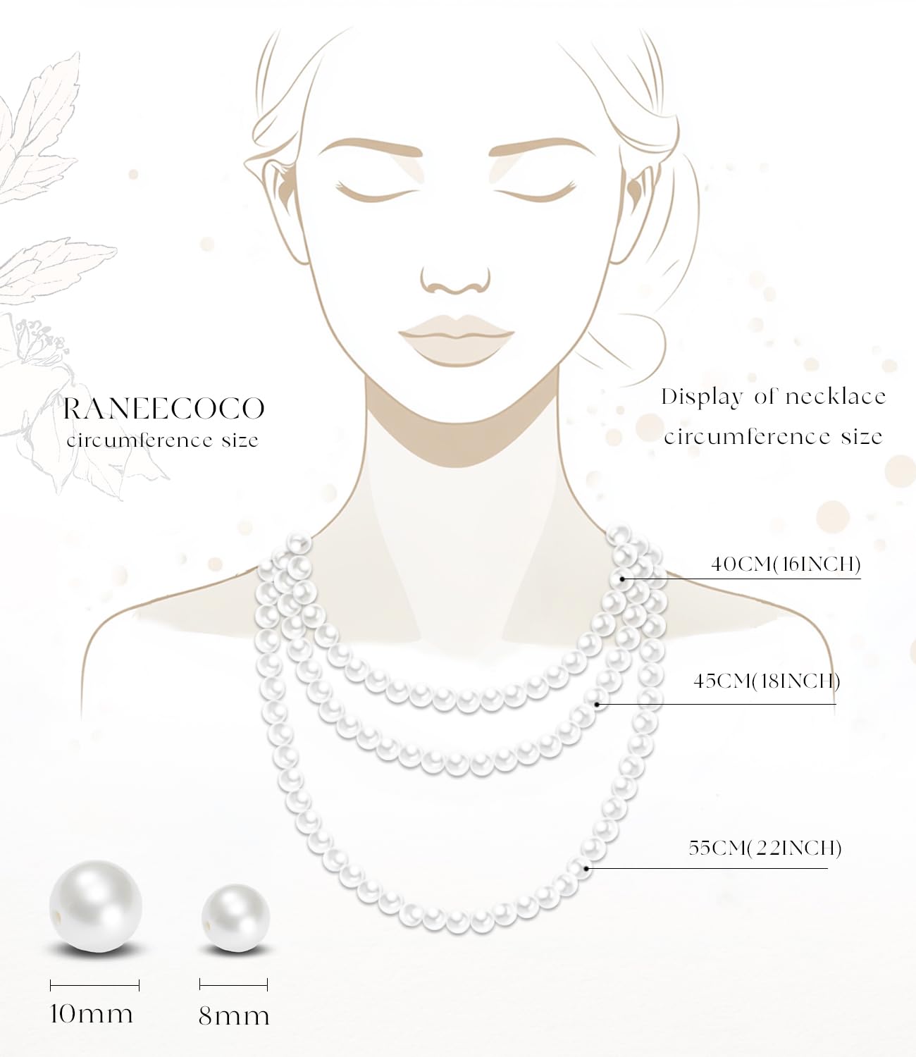 Raneecoco HYPER LUSTER Sterling Silver 8mm White Round Simulated Pearl Necklace for Women | Dainty 18 inch Pearl Choker Necklace | Gift Ready for Wedding