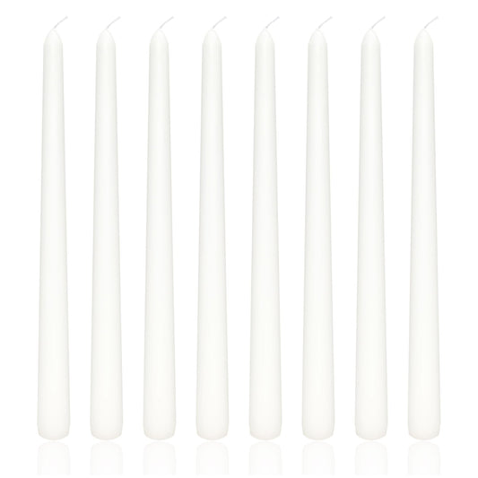 8 Pack 10 Inch White Christmas Candlesticks Long Burning Time and Dripless Taper Candles for Dinner Home Decor Wedding Shower