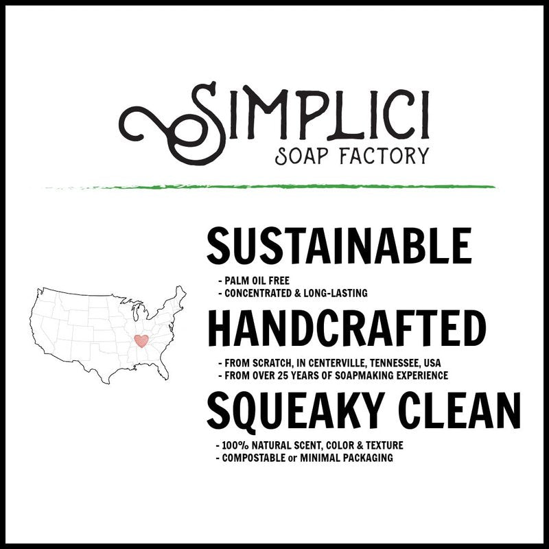 Simplici Peppermint Natural Soap (exfoliating + pure essential oils) 6 Bar Value Bag. Palm Free.