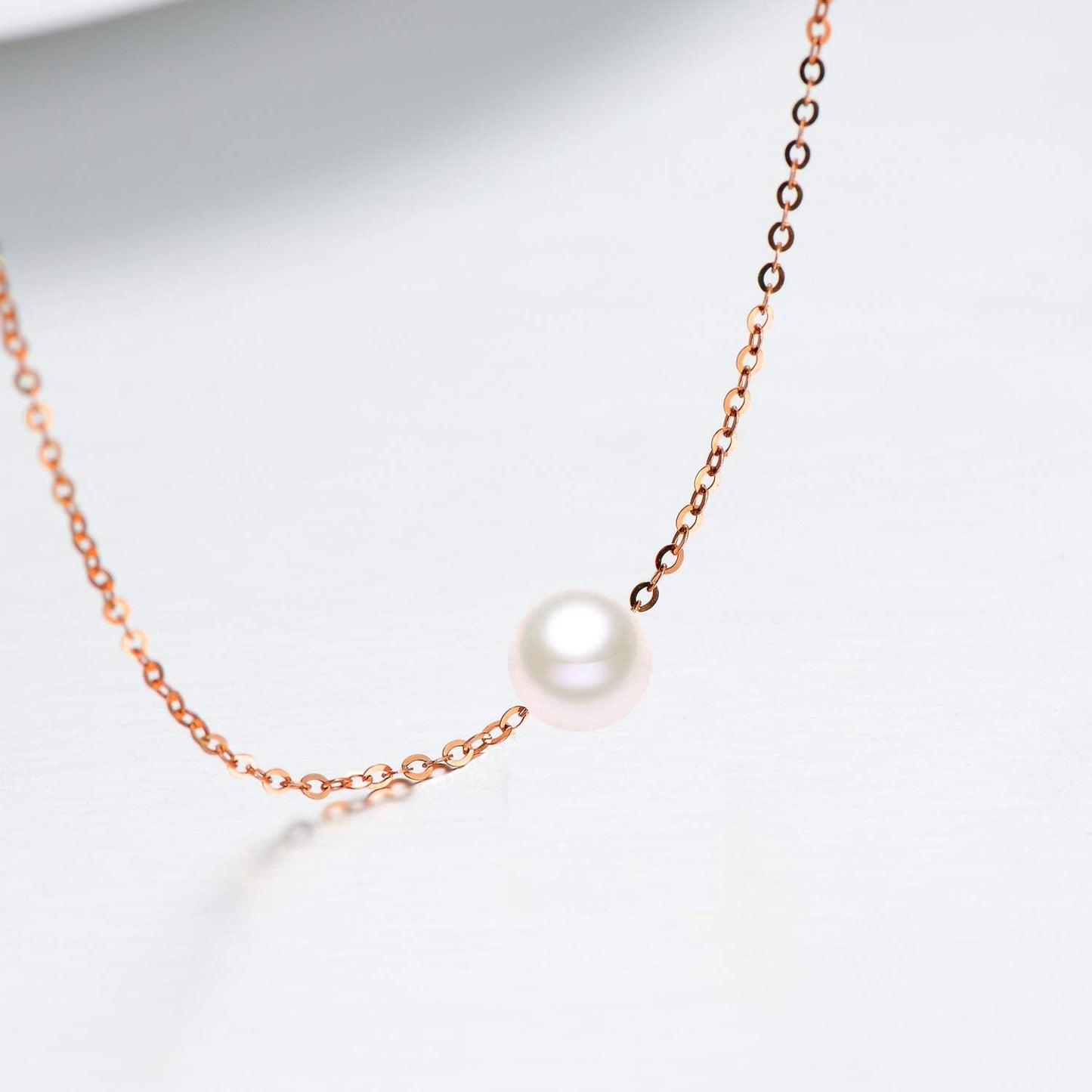 14K Solid Gold Pearl Necklaces for Women, Real Freshwater Cultured Pearl Choker Necklaces Fine Jewelry Gifts for Her, Mom, Wife 16"-18"