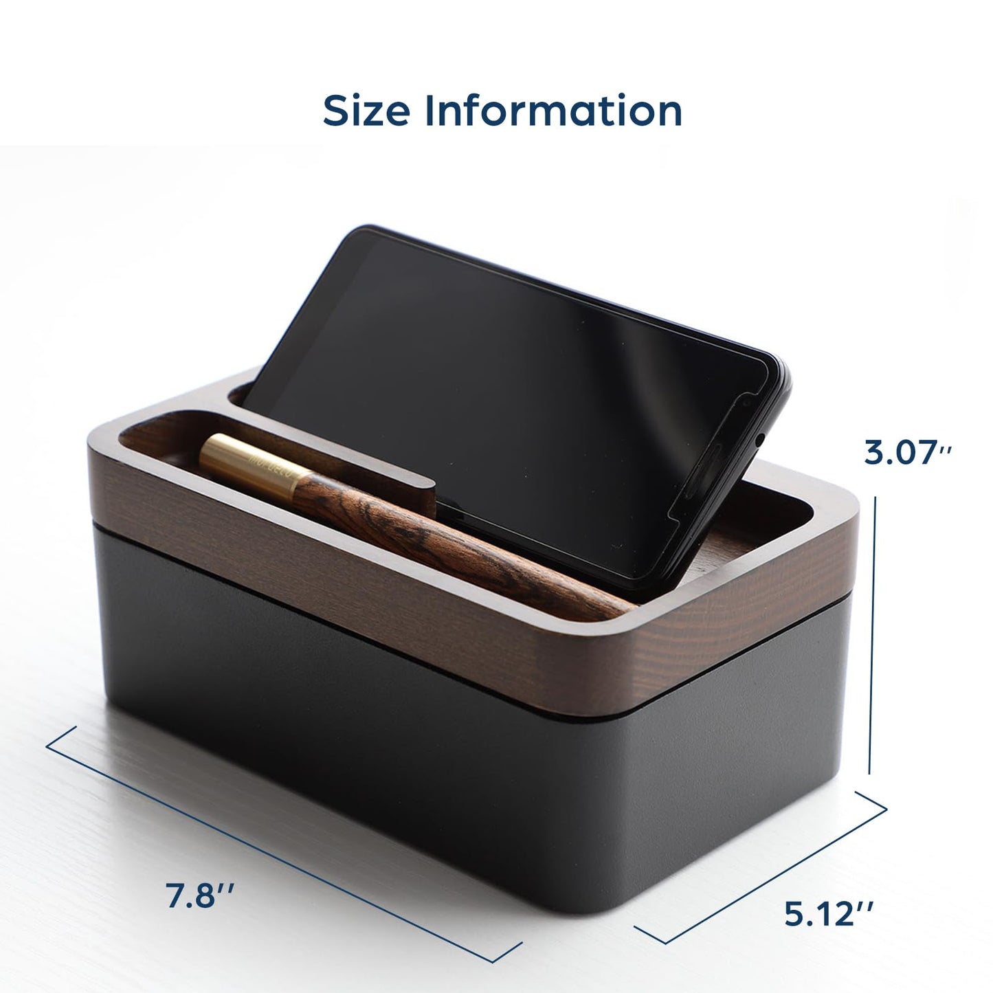 mordeco Revov Tray Box, EDC Valet Tray Box with Authentic Wood Magnetic Rotating Lid, Office Table, EDC Gear Organizer, Home Office, Desk Accessories (White)