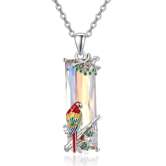 AENEAS Valentines Day Gifts for Women Her Bird Necklace 925 Sterling Silver Cute Parrot Crystal Pendant Necklaces Robin Bird Animal Jewelry Gifts for Women Wife Her