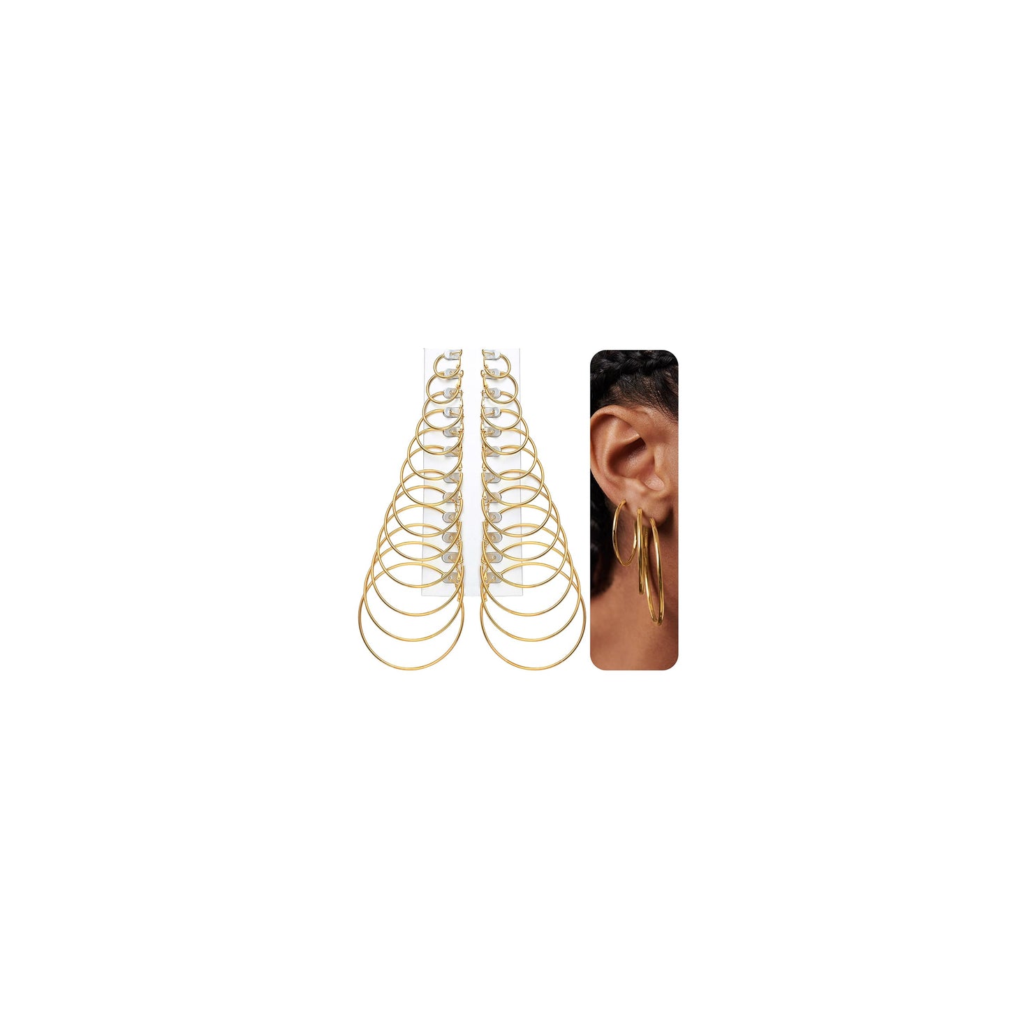 Gold Hoop Earrings Set for Women, 18 Pairs Hypoallergenic Statement Open Pearl Hoops Earring for Multipack, Gold Chunky Hoop Earrings for Women Trendy Jewelry