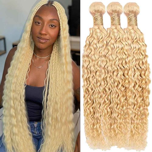 Habiliana Bundles Human Hair 18 20 22 Inch Jerry Curly Wave Blonde 613 Human Hair Bundles 11A Unprocessed Brazilian Virgin Quick Weave Hair Extensions for Black Women