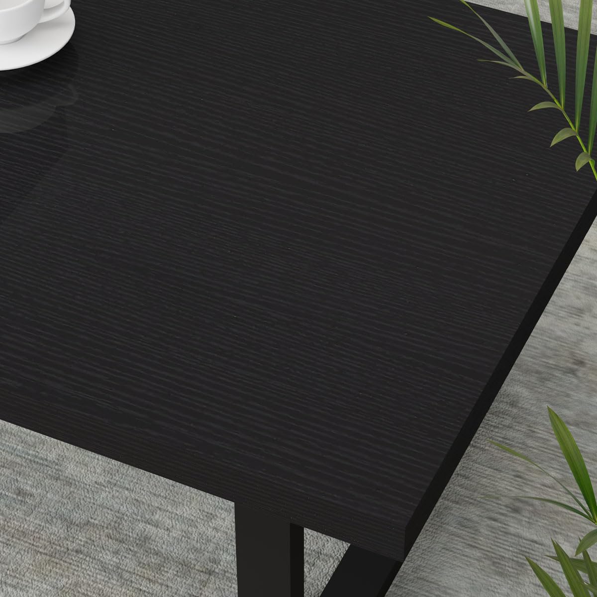 IBF Modern Black Coffee Table, Minimalist Industrial Wooden Center Table, Simple Farmhouse Rectangle Living Room Table, Wood and Metal Cocktail Coffee Table for Home Bedroom Office, Black Oak, 47 Inch