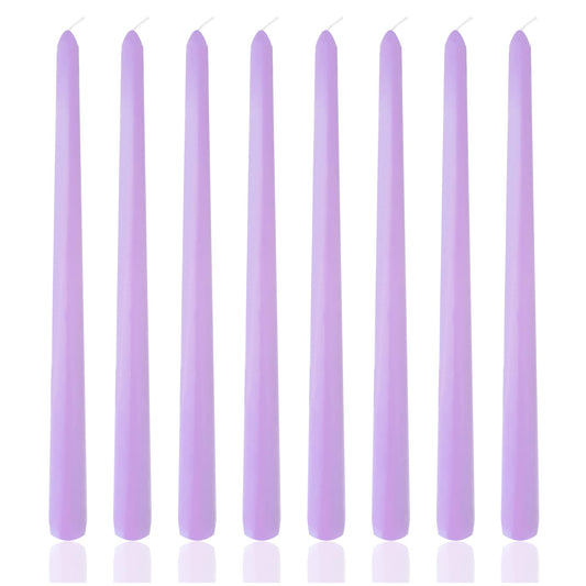 8 Pack 10 Inch Lavender Purple Taper Candles for Dinner Home Decor Wedding Shower
