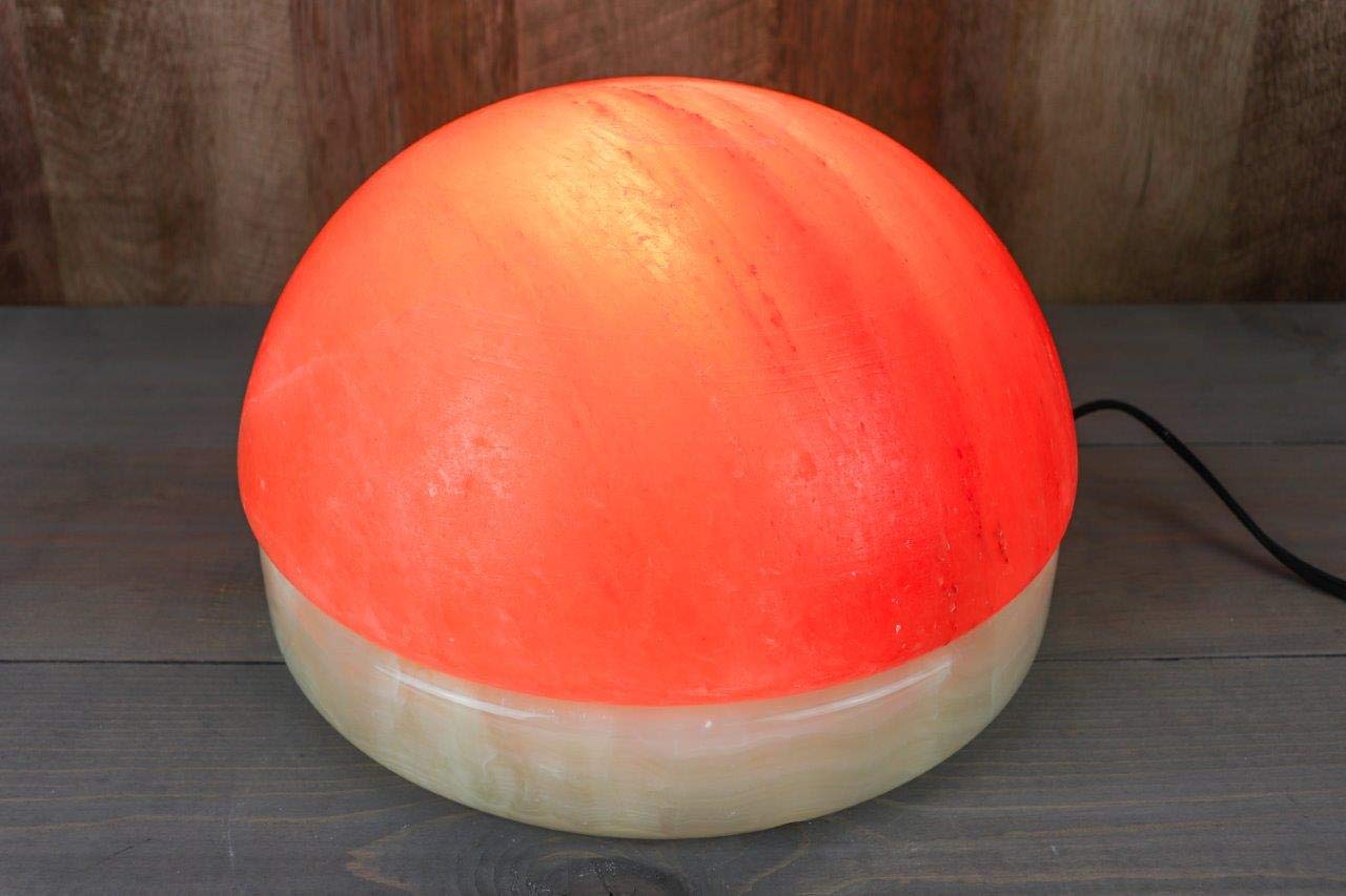 Himalayan Secrets® Salt Dome Lamp | for Warming Up Hands and Feet (11" Onyx Stone Base)