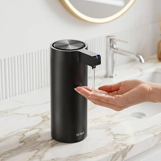 SUNLY Touchless Automatic Soap Dispenser – Clog-Free Pump, 0.2s Fast Sensor, USB-C Rechargeable, Smudge-Resistant Stainless Steel, for Kitchen & Bathroom Soap Dispenser, Black