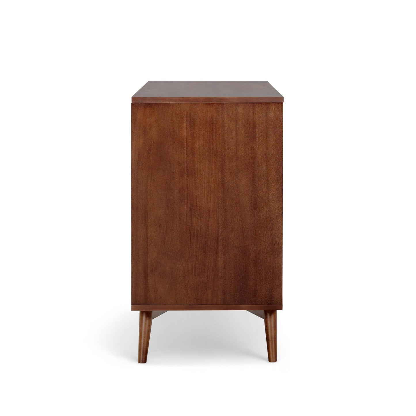 Teamson Home Tremolo 55″ Wide Sideboard Cabinet with 3 Deep Drawers & 2 Push-Open Doors, Adjustable Shelf & Solid Rubber Wood Feet, Fluted Fronts in Contemporary Style for Living, Dining Room, Walnut