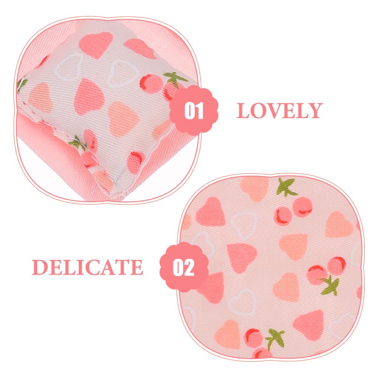 ibasenice Doll House Bedding Set - 1:12 Scale Miniature Bed Sheet, Quilt, and Pillows Kit - Soft Fabric Bedroom Accessories for 12-Inch Dollhouse Furniture Decor - Pink Heart Design