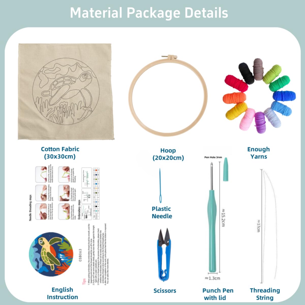 Punch Needle Kits Black Bear Embroidery Starter Set with Hoop Easy for Beginners DIY Stress Relief Handmade Craft Hobby and Home Decor 20x20cm