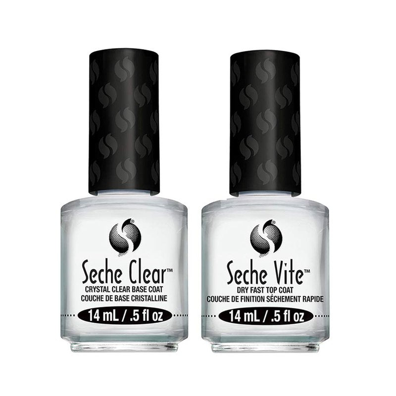 Seche Clear Base Coat and Top Coat Duo Pack – Nail Strengthening & Long-Lasting, Nail Polish, Manicure Set, 14 mL Each