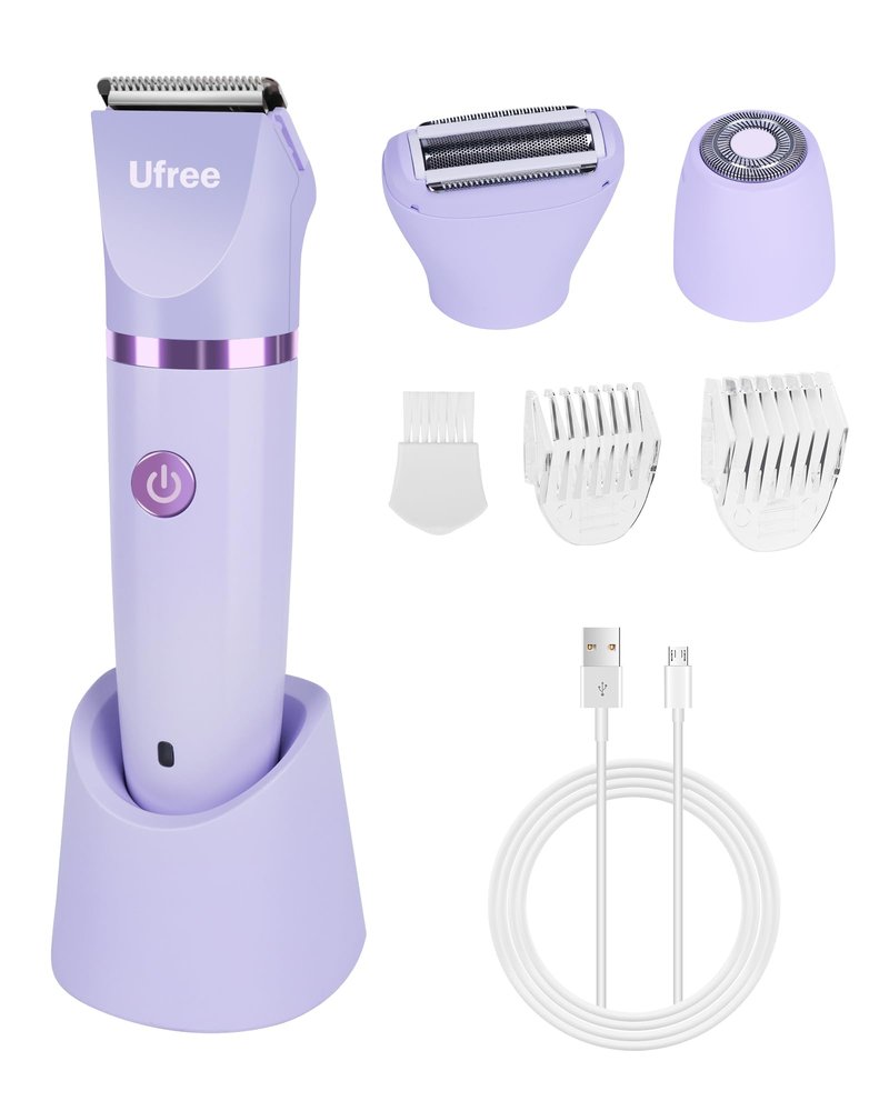 Ufree Bikini Trimmer Electric Razors for Women, Ceramic Blade Body Hair Trimmer, IPX7 Waterproof Rechargeable Lady Shaver, Personal Groomer for Legs & Pubic Hair, Gifts for Women, Purple