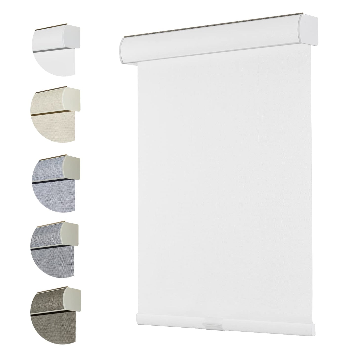 Persilux Free-Stop Cordless 100% Blackout Blinds for Window Shades with Linen Look Textured Fabric (White, 21" W x 72" H) Thermal Insulated Roller Shades for Windows Blinds for Home, Bedroom, Door