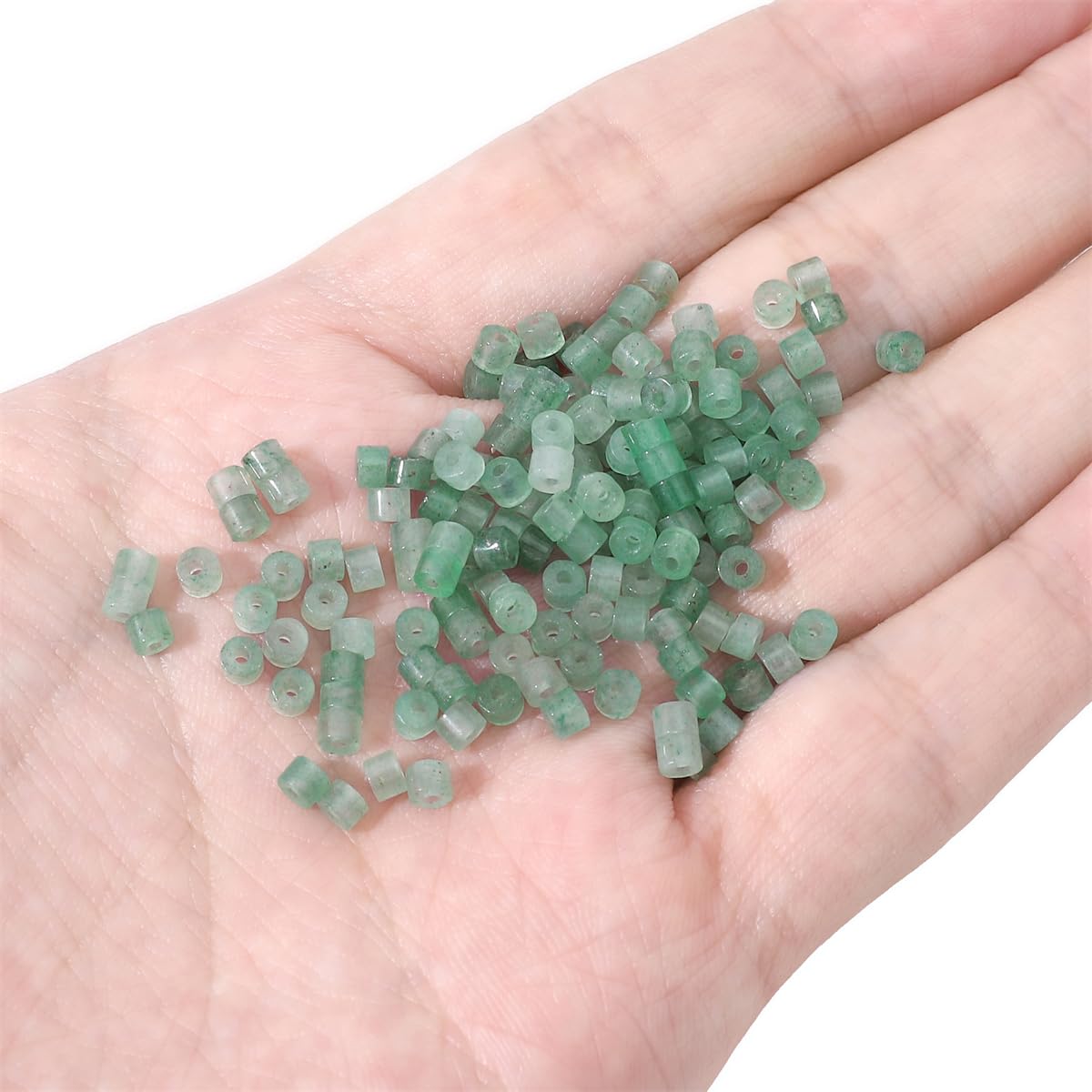BEADIA Natural Green Aventurine Short Cylinder Beads 2x3mm 155pcs Tube Loose Semi Gemstone Beads for Jewelry Making Design