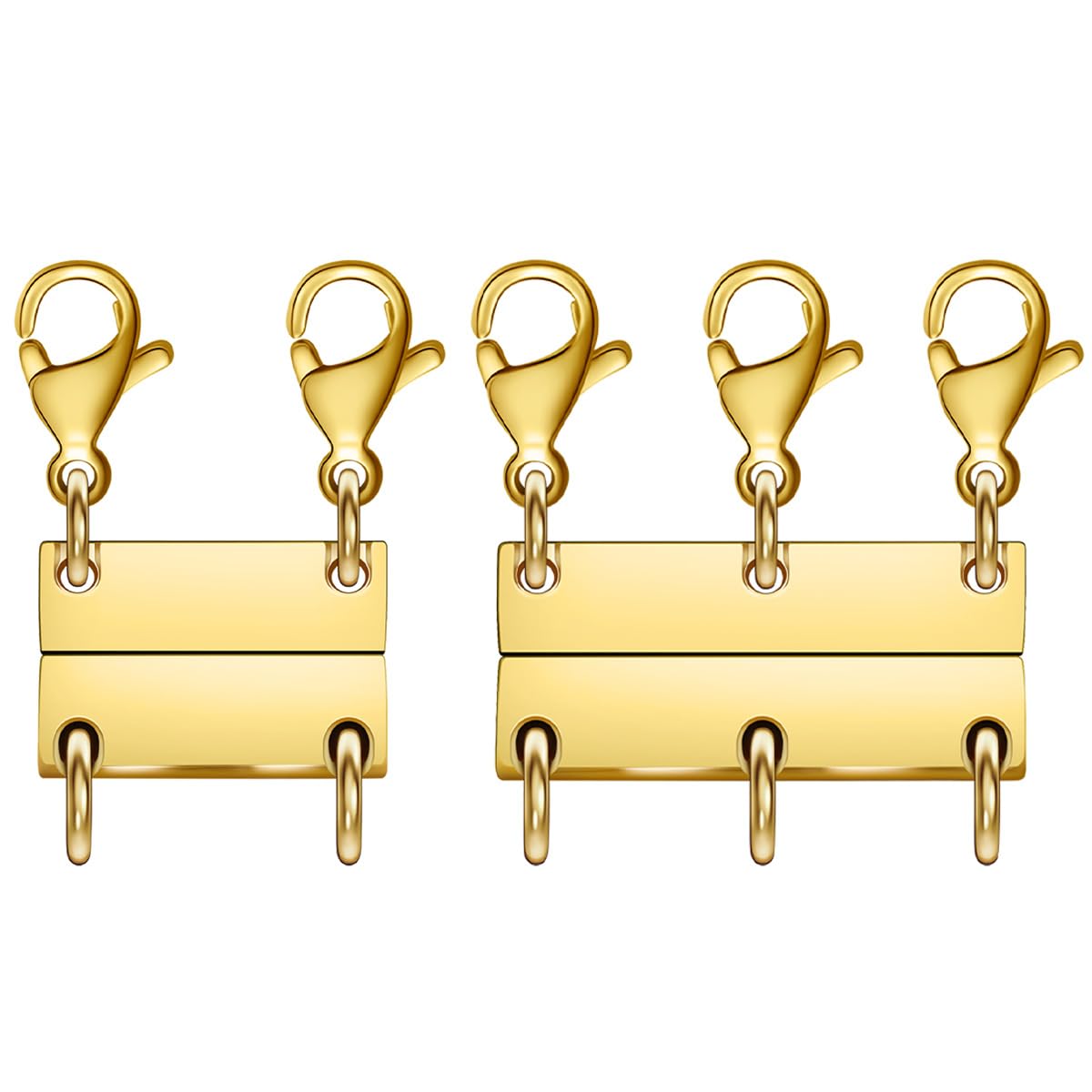 Layering Magnetic Necklace Clasps, Multiple Necklace Clasp,Necklace Clasps for Layered Look，Stainless Steel Chain Link Clasps for Necklaces and Bracelets, Silver, Gold (2golden 3golden A)