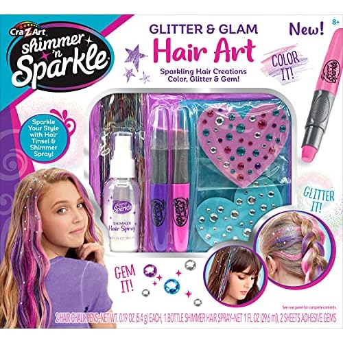 Shimmer ¡®n Sparkle Glitter and Glam Metallic Hair Art Set with Hair Chalk Pens and Hair Gems by Cra-Z-Art