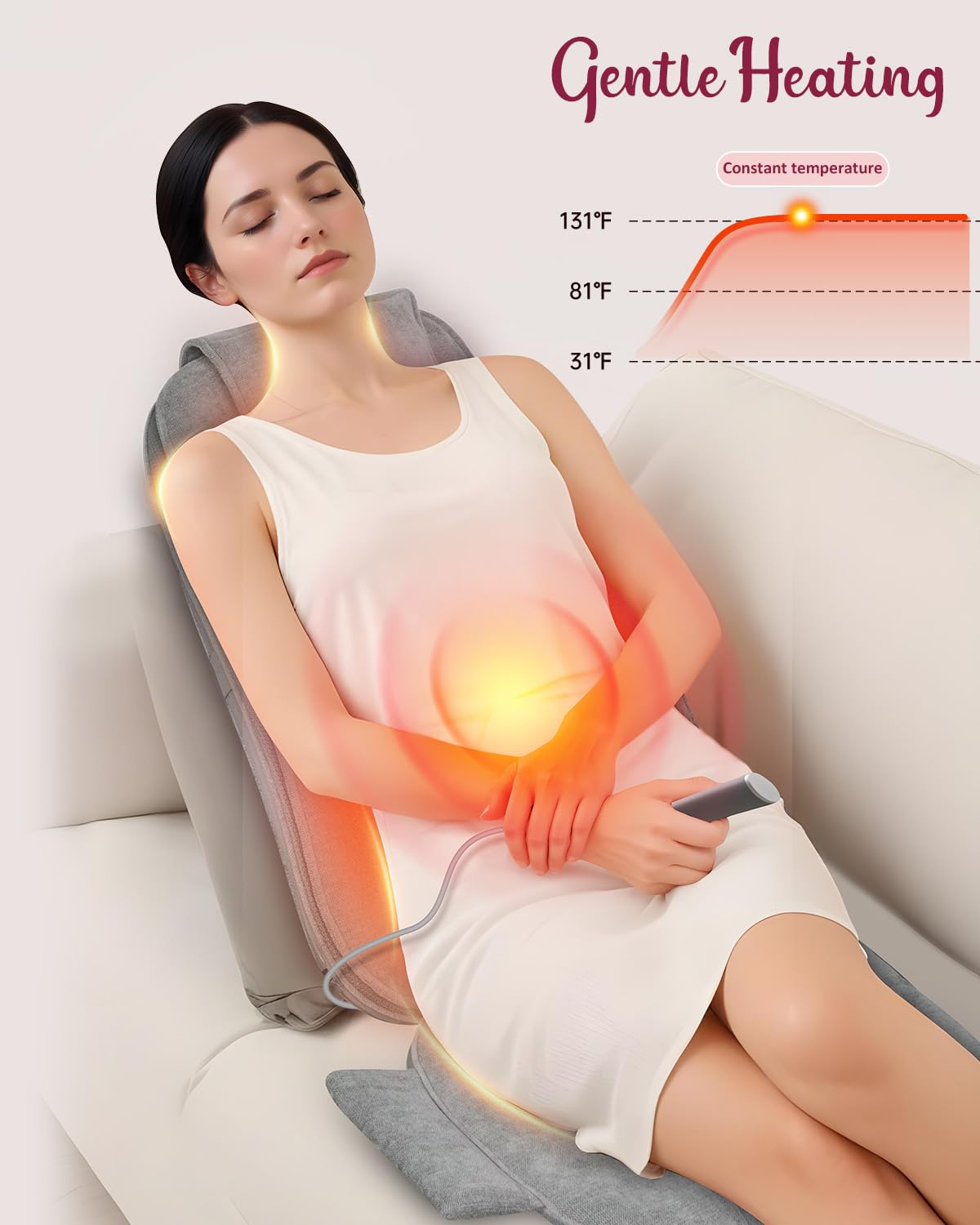 THERAZZAGGE Shiatsu Back Massager with Soothing Heat, Upgraded Deep Tissue Kneading Massage Chair Pad, Vibration Massage Seat Cushion, Relax at Home Office