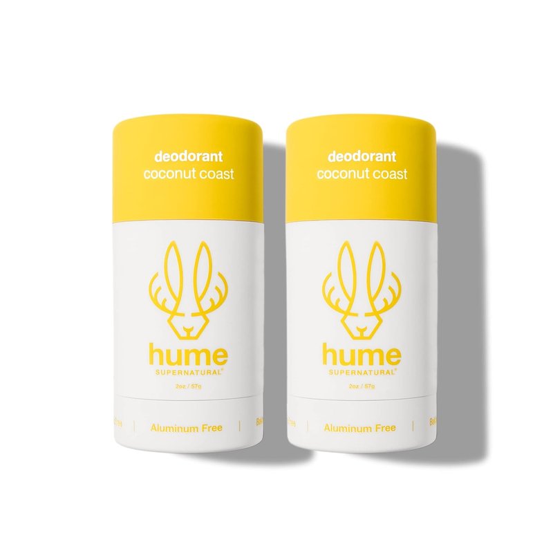 Hume Aluminum-Free Deodorant for Sensitive Skin | Probiotic, Plant-Based, Coconut Coast 2-Pack