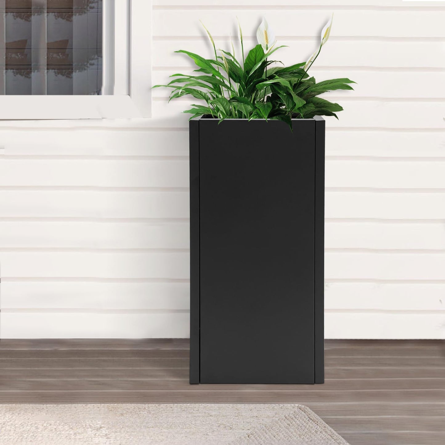 BILPIKOGoo Planter Box for Outdoor Plants, 14Lx14Wx30H Inch, Tall Metal Planter Box with Drainage Holes for Outside, Indoor, for Patio Decor & Backyard Gardening
