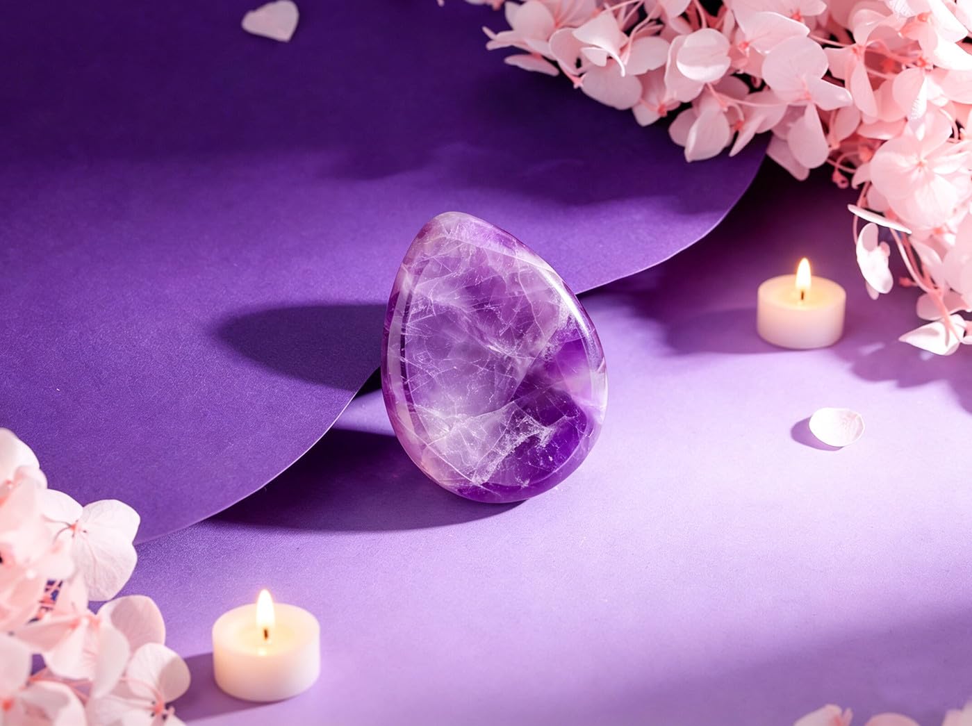 DUQGUHO 1.7" Worry Stone Natural Amethyst Healing Crystals Thumb Worry Stones for Anxiety Reiki Crystal Gemstone Polished Pocket Energy Quartz Stone