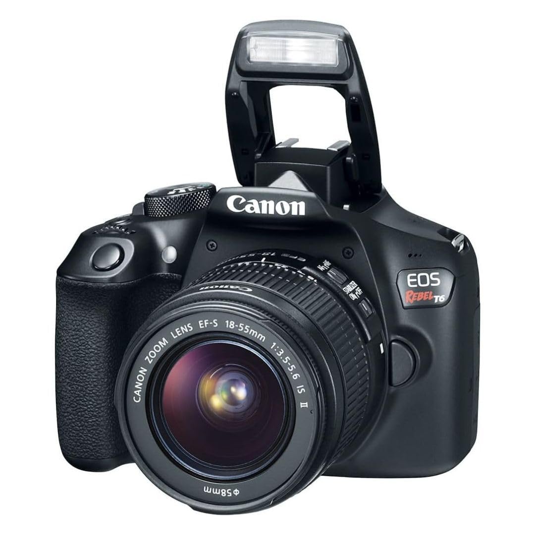 Canon EOS Rebel T6 Digital SLR Camera Kit with EF-S 18-55mm f/3.5-5.6 is II Lens, Built-in WiFi and NFC - Black (Renewed)