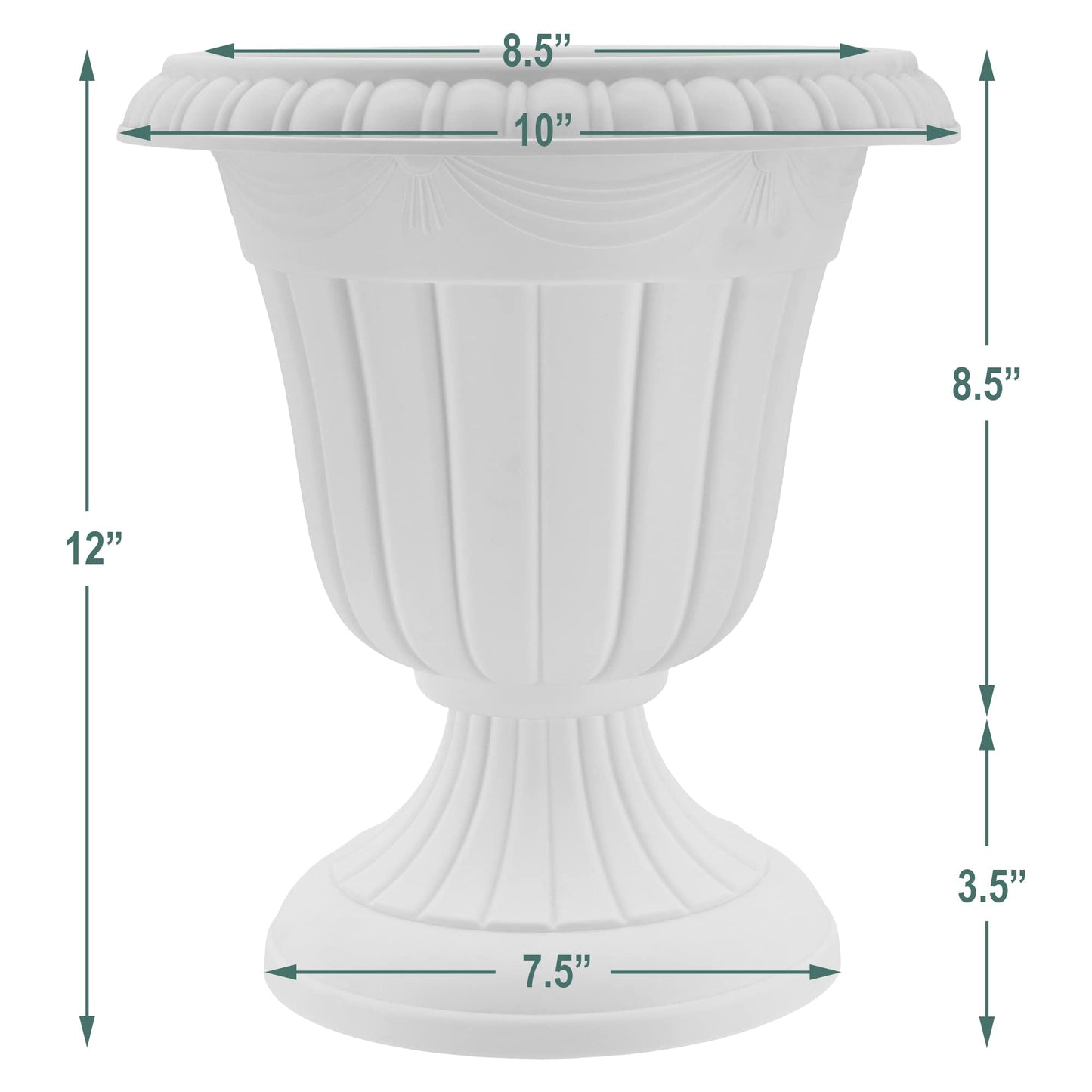 Arcadia Garden Products PL20BG Classic Traditional Plastic Urn Planter Indoor/Outdoor, 10" x 12", Beige
