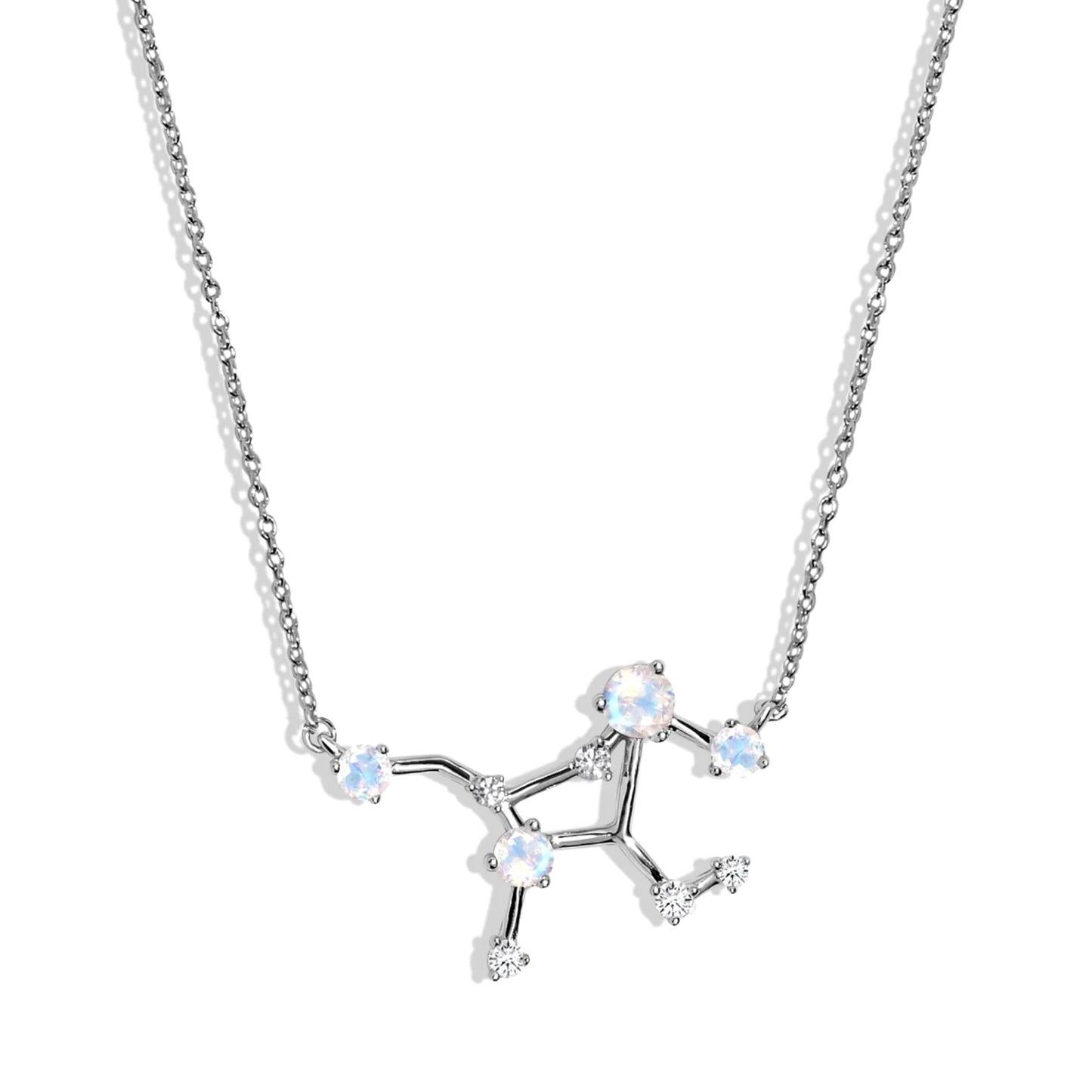 Moon Magic Moonstone Necklace - Virgo Zodiac Constellation / 925 Sterling Silver - 18k Rose Gold - Yellow Gold Rainbow Moonstone Necklaces for Women/Authentic Rainbow Crystal Jewelry