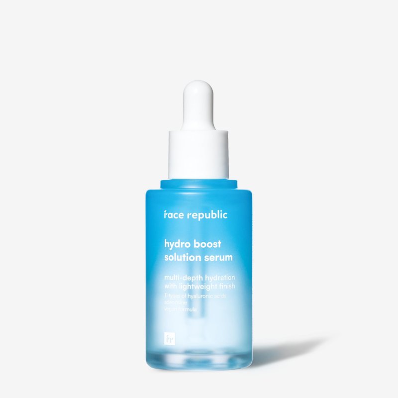 Face Republic Hydro Boost Solution Serum 45ml 1.52 fl oz | Hyaluronic acids, Adenosine | Hydrating, Refining | Anti-wrinkle | No Artificial Color | For Dry, Sensitive Skin | Vegan Korean Skin Care