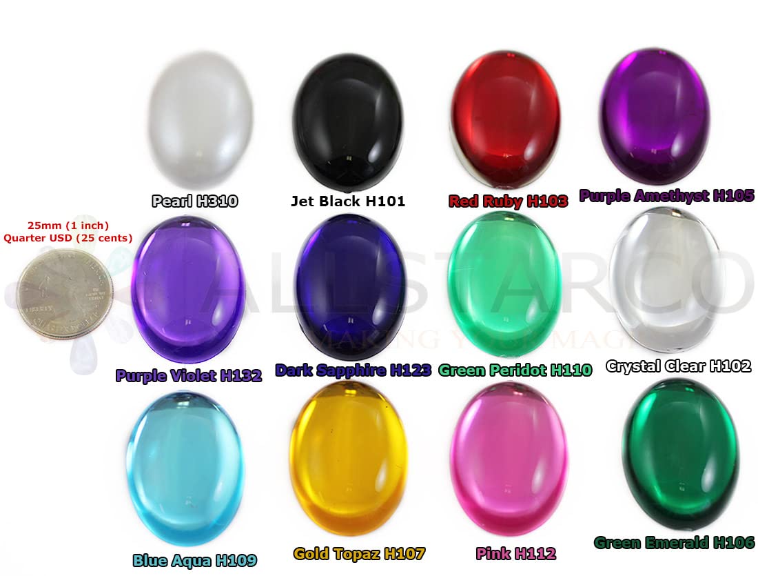 40x30mm Large Flat Back Oval Acrylic Cabochons Rhinestones Plastic Gems Embellishments for Crafts, Costumes, Card Invitations, Jewelry, Cosplay - 4 Pieces (Pearl H310)