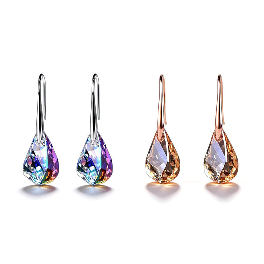2Pcs Quartz Stone Earrings for Women Crystal Sparkling Dangle Earring Trendy Jewelry Birthday Gifts for Women