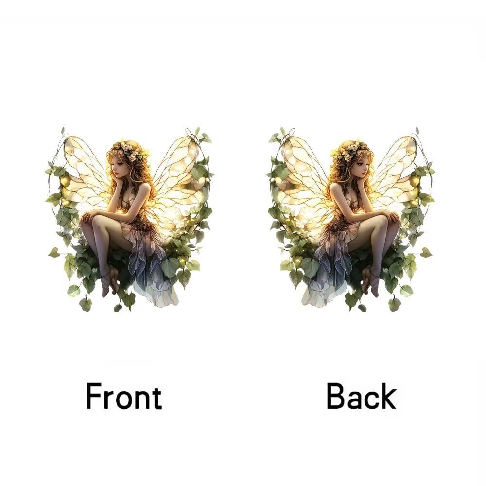 1PC Fairy with Vines Acrylic Suncatcher Hanging, 7.08 inch Window Decor with Printed Stained Glass Style Design, Rainbow Maker Wall Art, Gift Idea & Garden Ornament Indoor Outdoor Use/YX-12