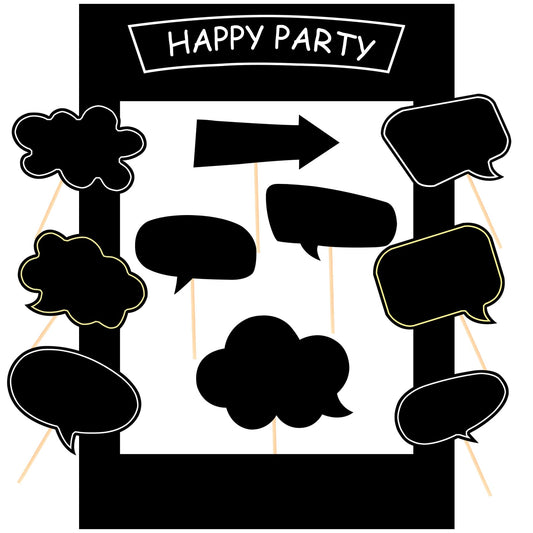 18pcs Blank Photo Booth Props Black Chalkboard Photo Booth Props Frame with Bubble DIY Photo Props for Birthday Wedding Party Supplies(Black)