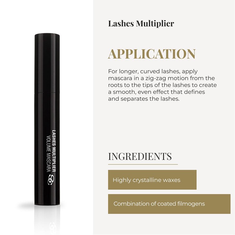 SALERM - Mascara - Lashes Multiplier - 9 ml - Adds Volume and Length to Lashes - Long-Lasting - No Clumping or Flaking - Humidity-Resistant - Black Color