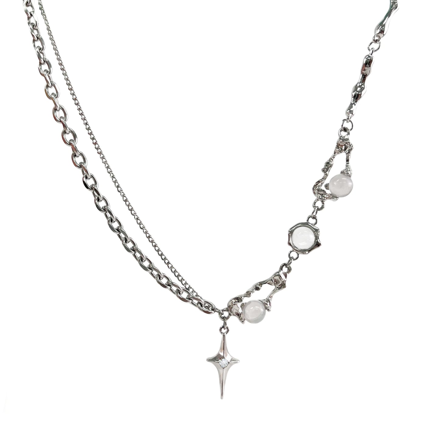 Buyongwant Y2k Irregular Necklace Star Pendant Moonlight Stone Fashion Collar Chain Design Spicy Silver Jewelry Women