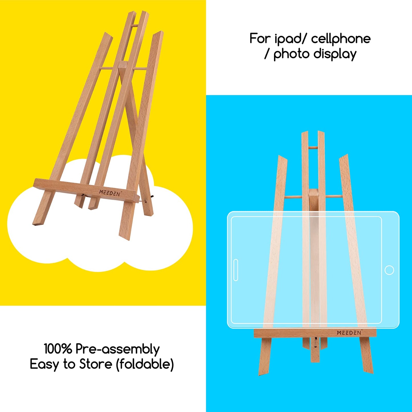 MEEDEN 6 Pack 20 Inch Art Beech Wooden Tabletop Easel for Sign Painting - Small Canvas Stand for Kids Adults