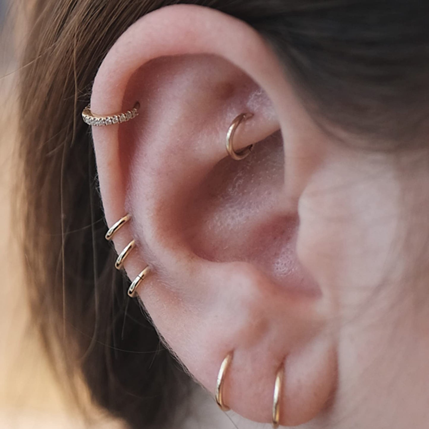 EPIRPRA Silver Hoop Earrings- Cartilage Earring Small Hoop Earrings for Women Men,4 Pairs of Hypoallergenic 925 Sterling Silver Tragus Earrings(Gold,8mmx2+10mmx2)