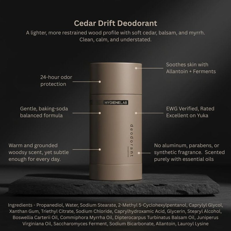 HygieneLab Fragrance-Free & Unscented Deodorant for Men – EWG Verified, Aluminum-Free, Non-Toxic Odor Protection for Sensitive Skin