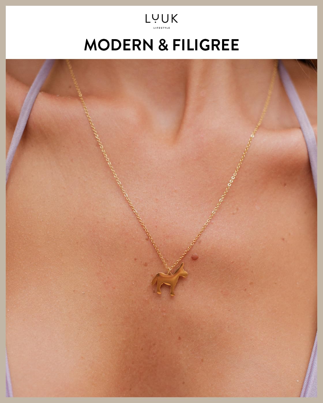 LUUK LIFESTYLE 14k Gold plated Llama|Donkey pendant necklace, Stainless steel, 19in adjustable sturdy chain, Holiday Gift for Her, Strengh Resilience, dainty, trendy, winter (HAPPINESS Gift Card)