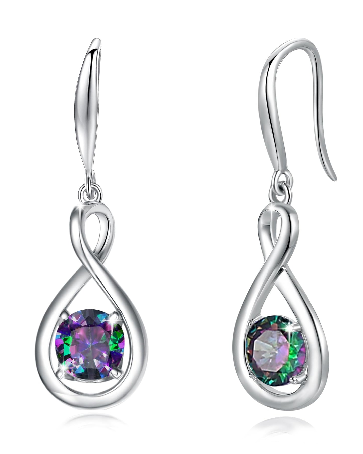 FANCIME Alexandrite Dangle Drop Earrings 925 Sterling Silver Dainty Infinity Created Gemstone June Birthstone Earring Fine Jewelry Birthday Mothers Day Gifts for Mom Her Women